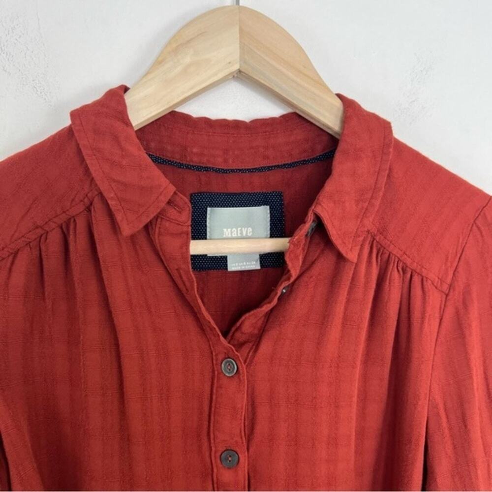 Anthropologie Rust Red Button-Front Mini Dress - Picture 5 of 16